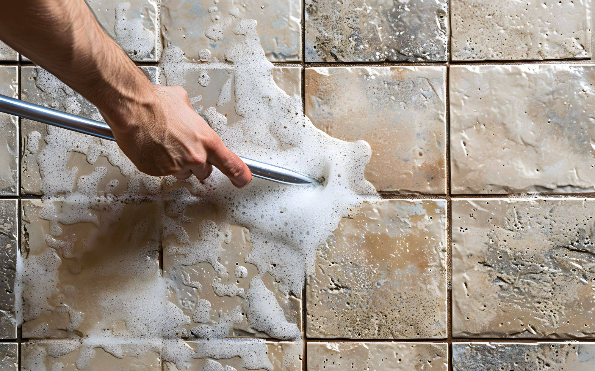 Cleaning A Tile With A Squeegee