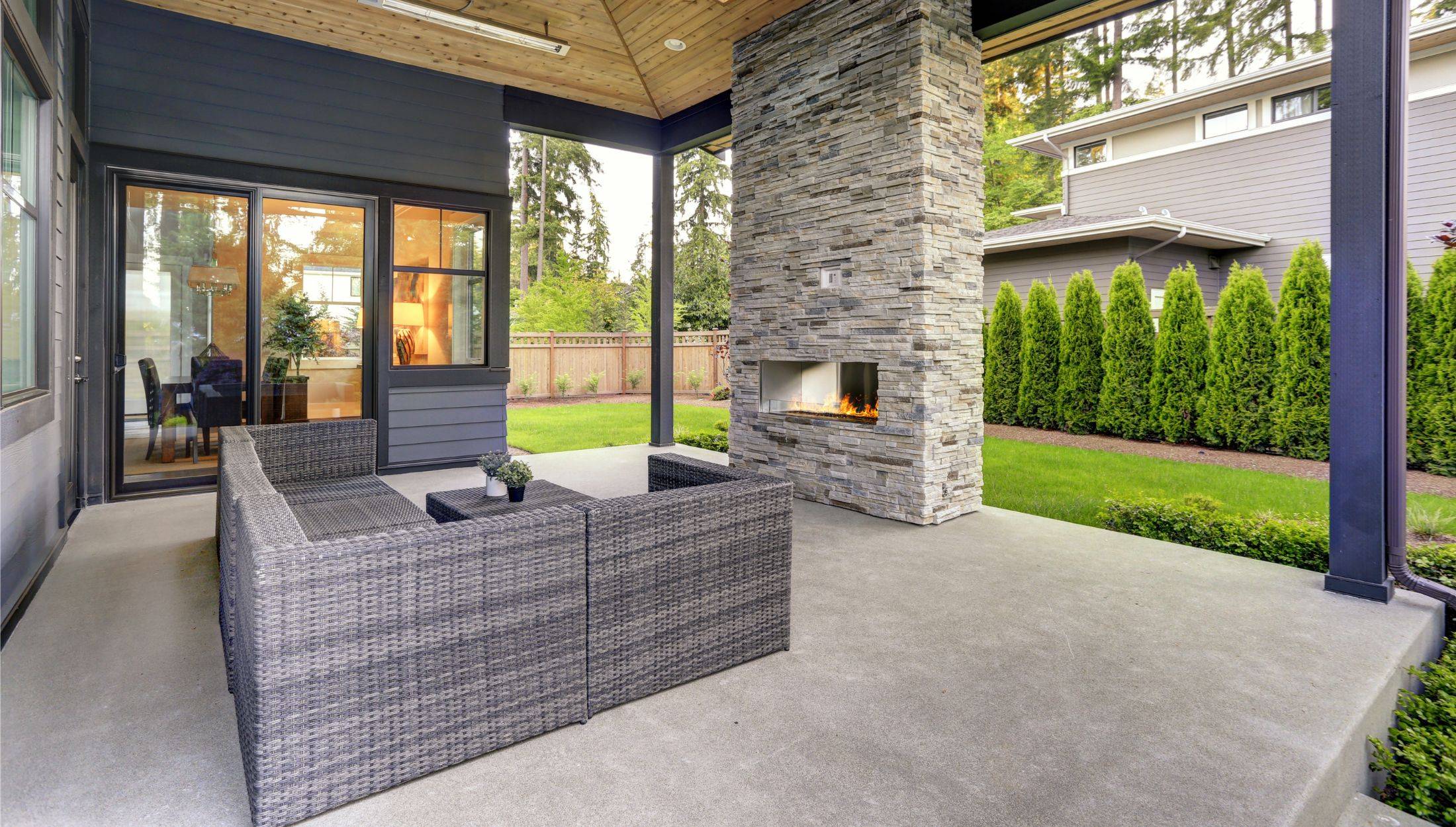 Concrete Backyard With Patio