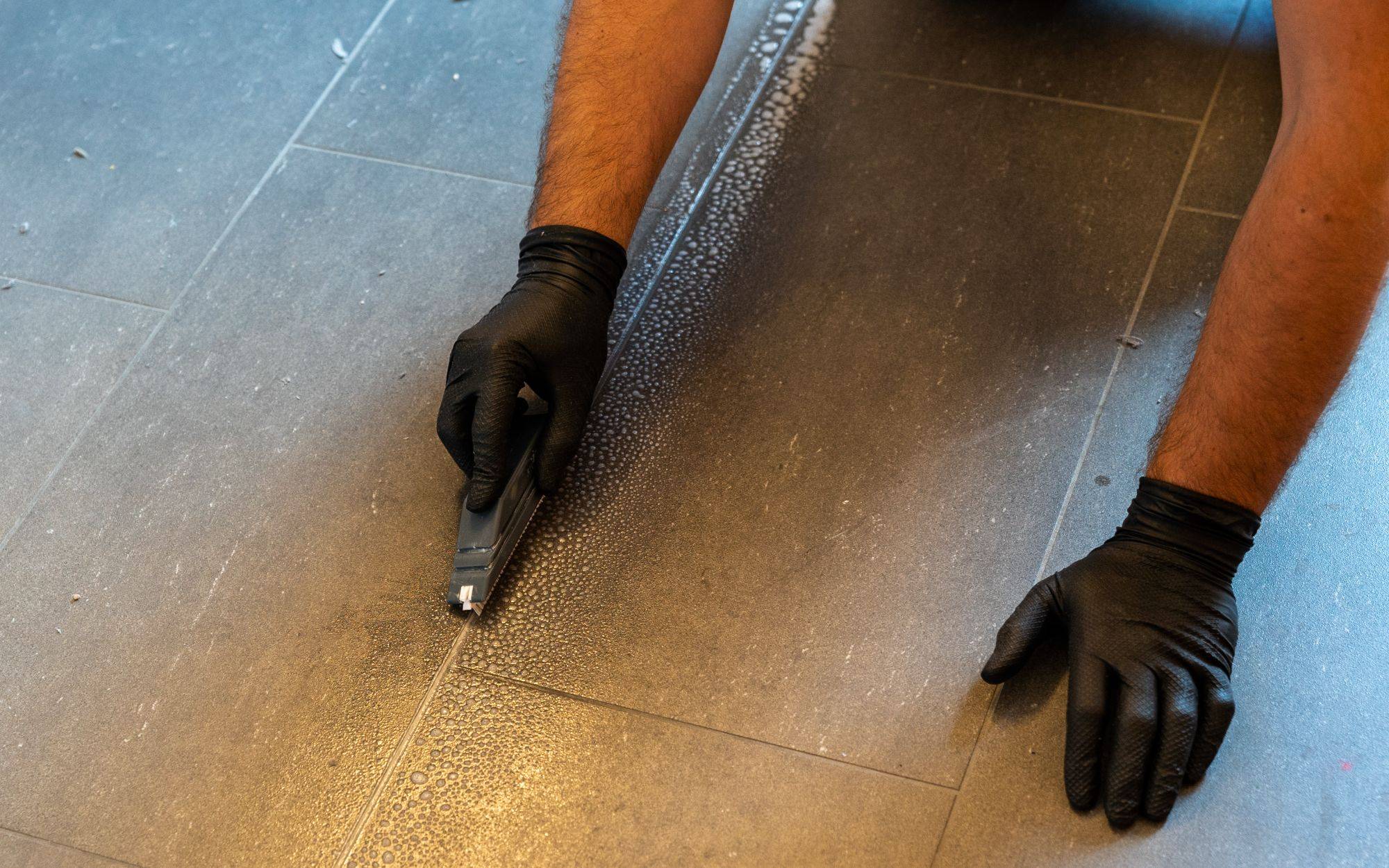 Gray Tiled Bathroom Floor
