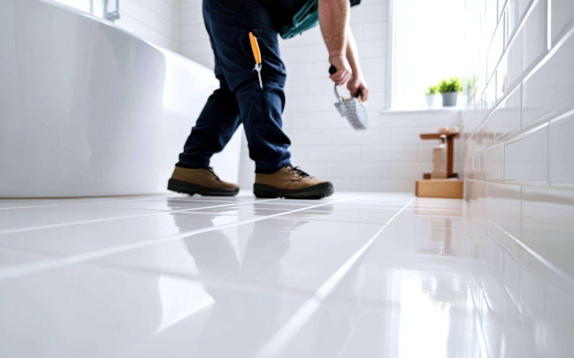 White Tiles In Modern Bathroom